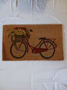 Pier 1 18x30 Rubber Back Coir Floral Bicycle Doormat